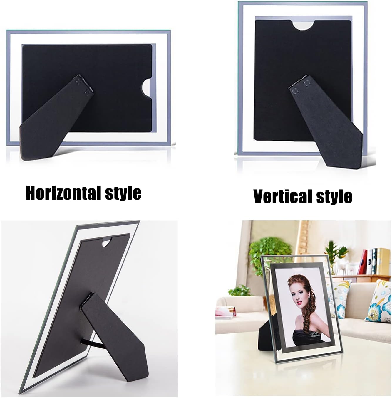 ABAJI 3.5x5 Glass Frame Small Photo High Transparency Vertical and Horizontal Style for Desk Shelf and Office Table Family Gallery and Wedding or Holiday Decoration - Image 3