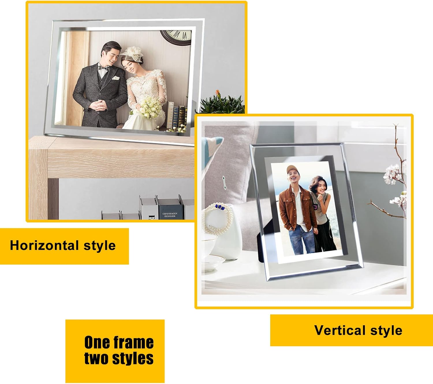 ABAJI 3.5x5 Glass Frame Small Photo High Transparency Vertical and Horizontal Style for Desk Shelf and Office Table Family Gallery and Wedding or Holiday Decoration - Image 4