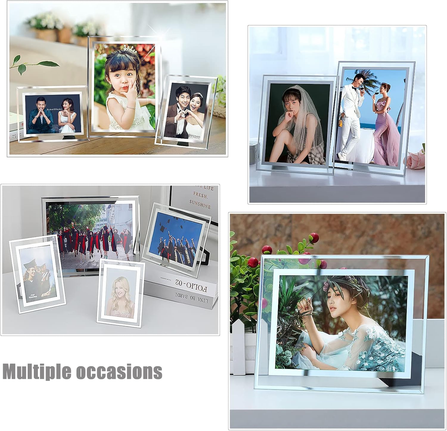 ABAJI 3.5x5 Glass Frame Small Photo High Transparency Vertical and Horizontal Style for Desk Shelf and Office Table Family Gallery and Wedding or Holiday Decoration - Image 6