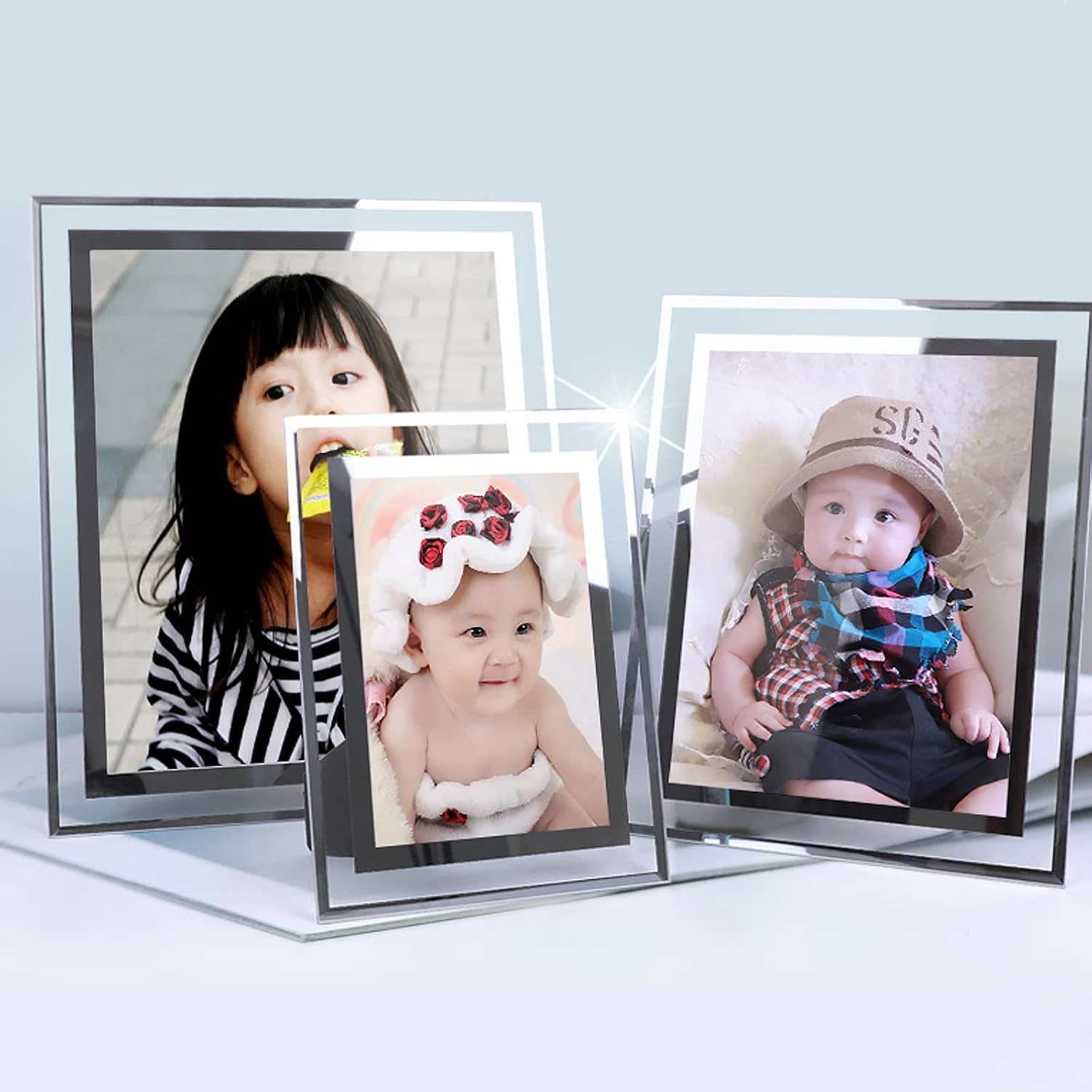 ABAJI 3.5x5 Glass Frame Small Photo High Transparency Vertical and Horizontal Style for Desk Shelf and Office Table Family Gallery and Wedding or Holiday Decoration - Image 7