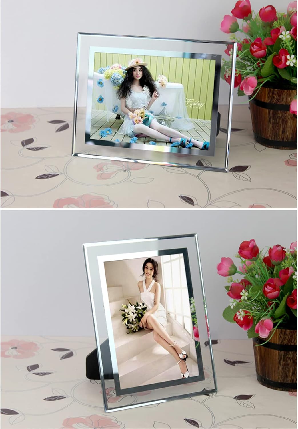 ABAJI 3.5x5 Glass Frame Small Photo High Transparency Vertical and Horizontal Style for Desk Shelf and Office Table Family Gallery and Wedding or Holiday Decoration - Image 9