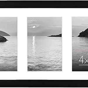 Americanflat 8x16 Collage Picture Frame with Shatter-Resistant Glass - Fits Three 4x6 Photos or One 8x16 Picture - Signature Collection - Photo Frame for Tabletop and Wall Display - Black
