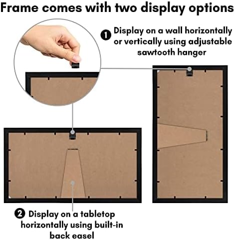 Americanflat 8x16 Collage Picture Frame with Shatter-Resistant Glass - Fits Three 4x6 Photos or One 8x16 Picture - Signature Collection - Photo Frame for Tabletop and Wall Display - Black - Image 5