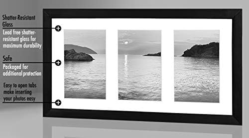 Americanflat 8x16 Collage Picture Frame with Shatter-Resistant Glass - Fits Three 4x6 Photos or One 8x16 Picture - Signature Collection - Photo Frame for Tabletop and Wall Display - Black - Image 6