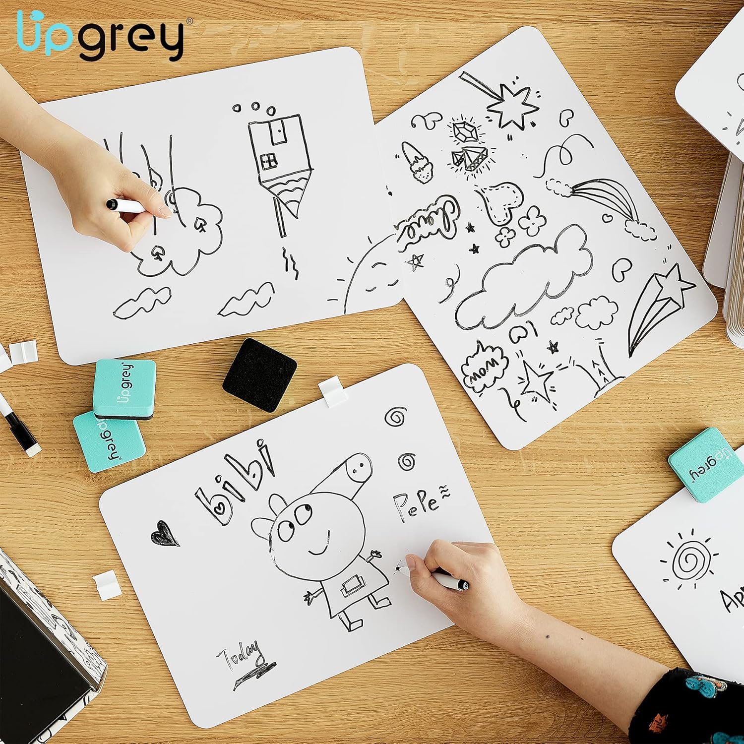Dry Erase Lapboards 32 Pack, Double-Sided Small White Board for Classroom Student, 9"x12" Portable Dry Erase Board Bulk, Mini Whiteboard with 36 Pens, 36 Erasers & 36 Pen Holders, for Teacher Supplies - Image 7