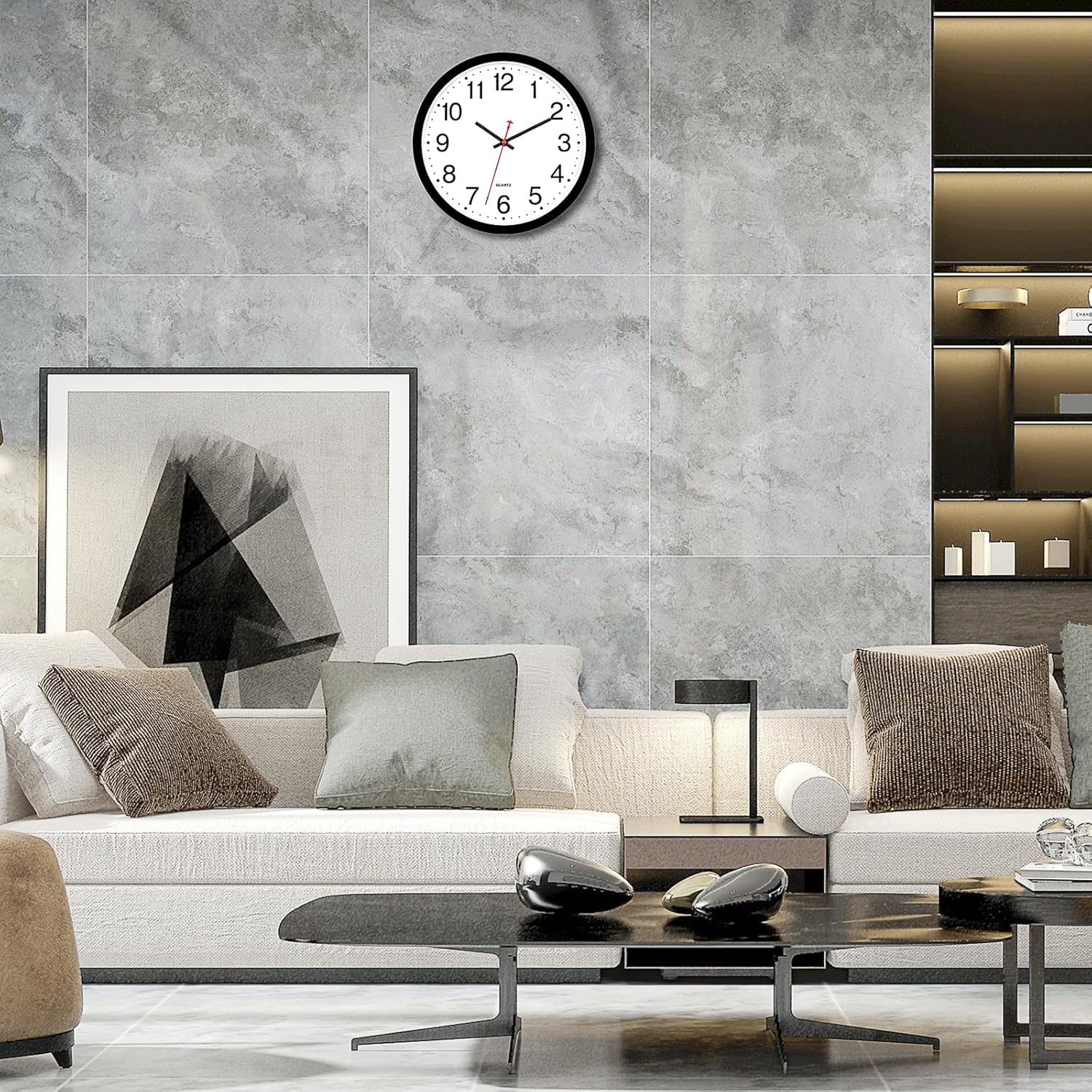 Foxtop Black Wall Clock Silent Non-Ticking 12 Inch Quartz Battery Operated Round Analog Wall Clock for Classroom School Office Living Room Bedroom Home - Image 8