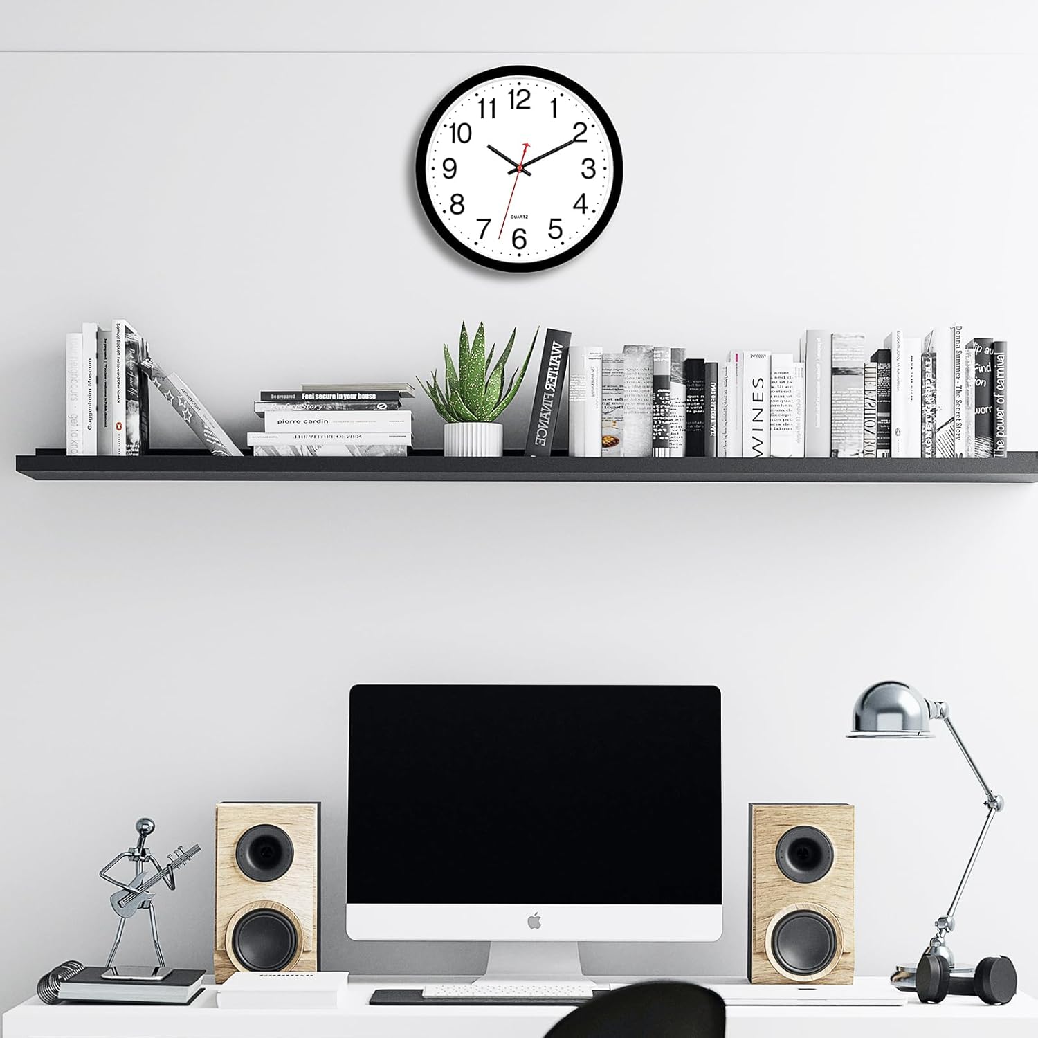 Foxtop Black Wall Clock Silent Non-Ticking 12 Inch Quartz Battery Operated Round Analog Wall Clock for Classroom School Office Living Room Bedroom Home - Image 9