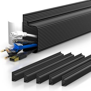 YECAYE 6X15.7in Cable Management, Cord Organizer,Easy Install Self-Adhesive Cord Hider, Cable Organizer, Cable Hider for Home & Office,Child & Pet Proof, Black